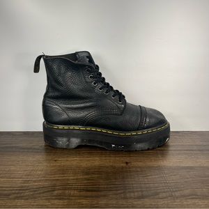 Dr. Martens Black and Yellow Combat Boots with Iconic Stitching